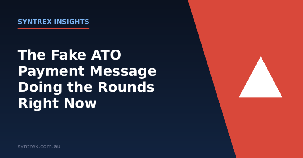 Fake ATO payment scam message alert graphic